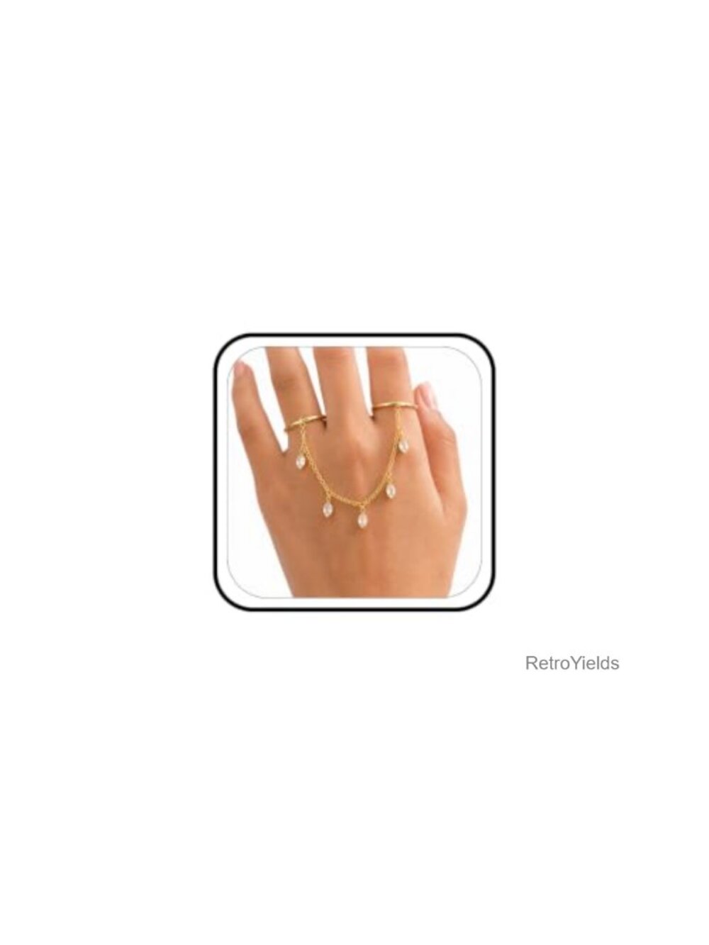 Two Finger Chain Ring Adjustable Alloy Women's Wedding Statement Ring
